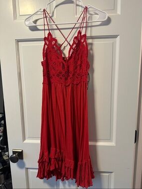 Free People Red Adella Dress